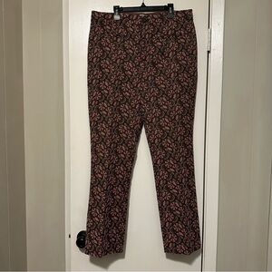 Anthropologie brown floral essential slim pants size 12 tall